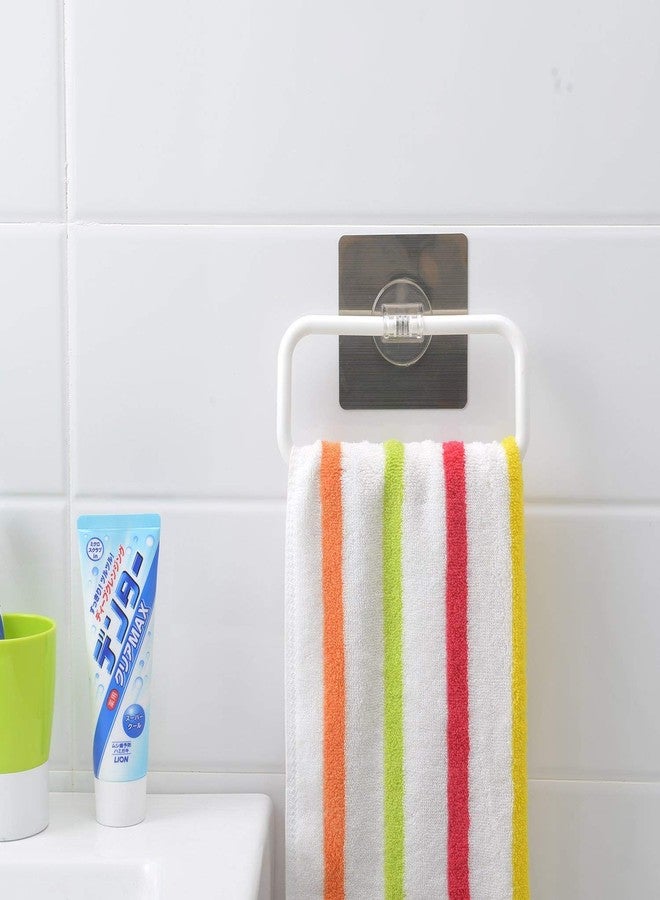XML Magic Sticker Series Self-Adhesive Square Plastic Towel Holder Hanger Ring for Bathroom and Kitchen (White) - (Pack of 1), Standard, (xtowelringsquare) - Image 5